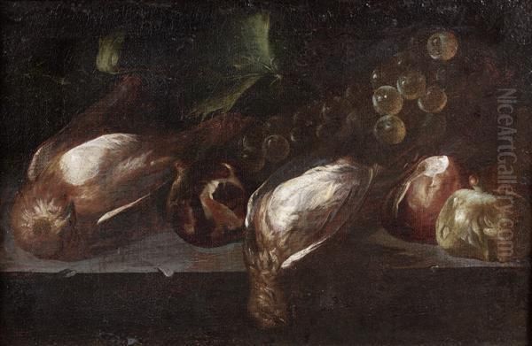 Nature Morte Aux Oiseaux Et Aux Figues Oil Painting by Alejandro De Loarte