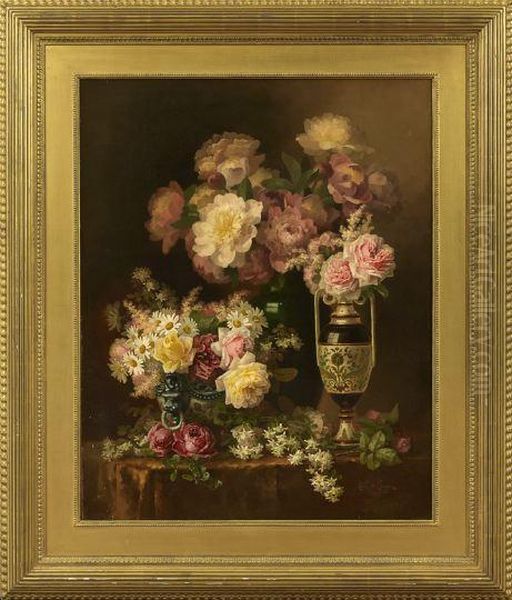 Still Life With Roses Oil Painting by Paul De Longpre