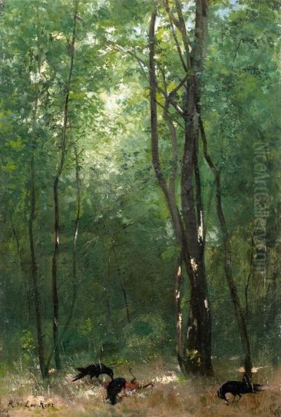 Corvides Dans Un Sous-bois Oil Painting by Ricardo De Los Rios