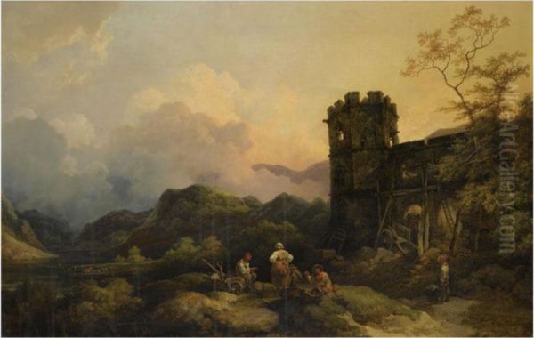 A Landscape With Ruined Tower Oil Painting by Loutherbourg, Philippe de