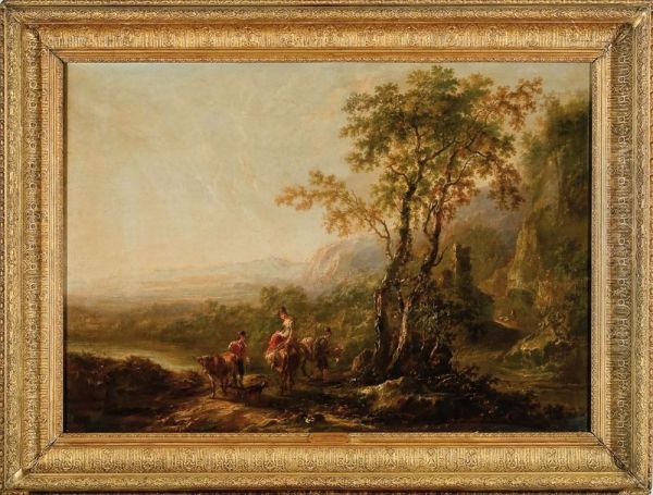 Paesaggio Con Viandanti Oil Painting by Philip Jacques de Loutherbourg