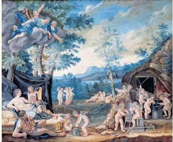 La Forge De Vulcain Oil Painting by E., Comte De Lubersac