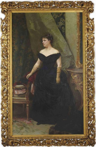 Portrait De Madame Isaac Hirsch Kann, Nee Koenigswarter Oil Painting by Raimundo de Madrazo y Garreta