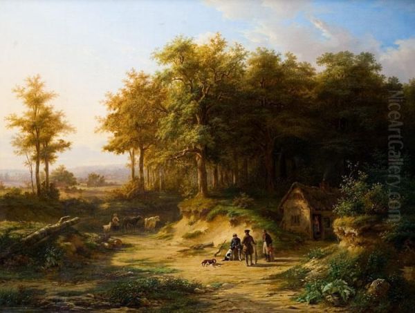 Landschap Met Figuren Oil Painting by Lodewyk De Maertelaere