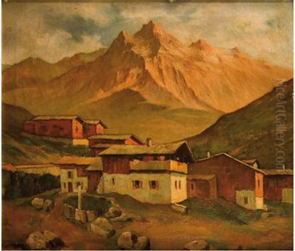 Pueblo Junto A Los Pirineos by Gustavo De Maeztu