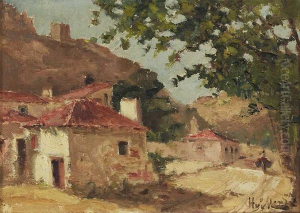 Paisagem Com Casas E Figura Oil Painting by Antonio Higino De Magalhaes Mendonca