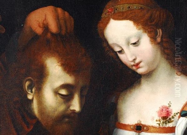 Salome Mit Dem Haupt Des Johannes Oil Painting by Simon De Mailly