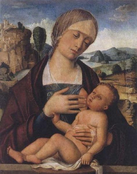 Madonna And Child Oil Painting by Gian Francesco de Maineri