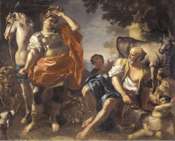 Erminia Among The Shepherds Oil Painting by Francesco de Mura