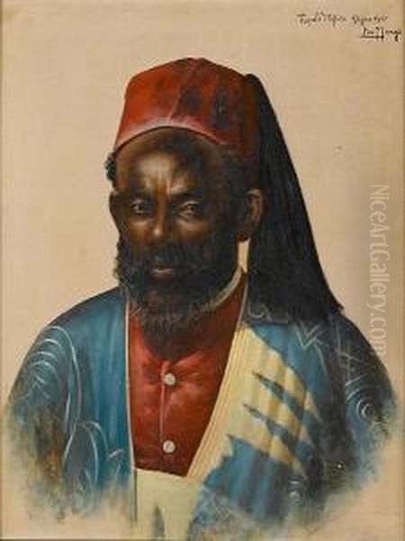 Portrait Of A Lybian Man Oil Painting by Leonardo De Mango