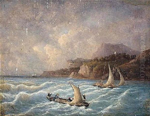 Shipping Off The South American Coast Oil Painting by Louis De Manoel