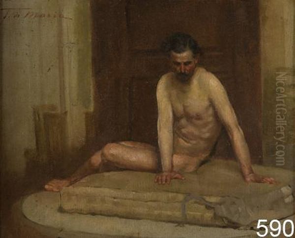 Nudo Maschile. Oil Painting by Francesco De Maria