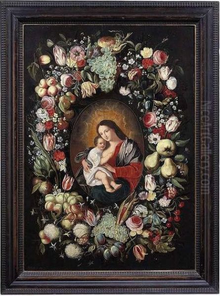 The Madonna Anchild Surrounded Oil Painting by Phillipe de Marlier