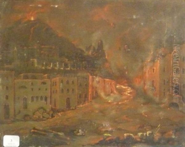 Eruption Du Vesuve Oil Painting by Etienne De Martenne