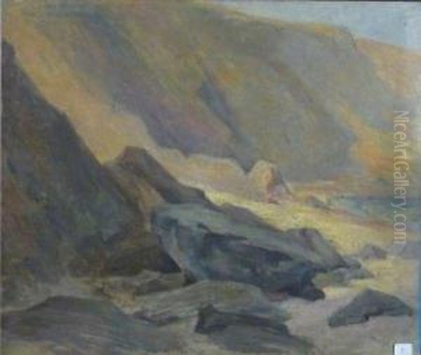 Falaise En Bord De Mer Oil Painting by Etienne De Martenne