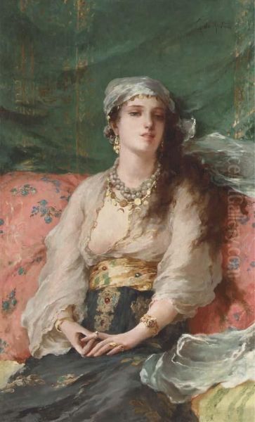 A Turkish Beauty Oil Painting by Gaetano de Martini