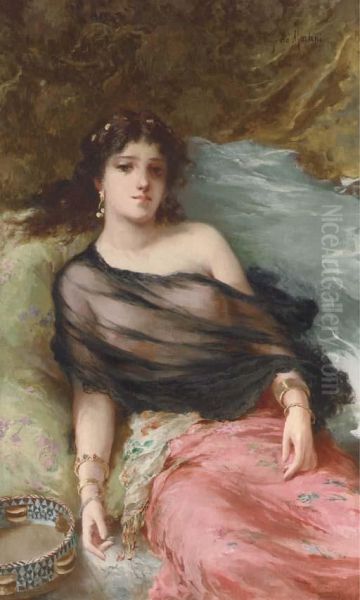 A Middle-eastern Beauty Oil Painting by Gaetano de Martini