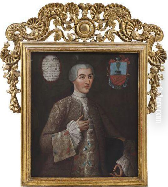 Retrato De Don Clemente Camacho De Velasco Oil Painting by Juan Joseph De Medina