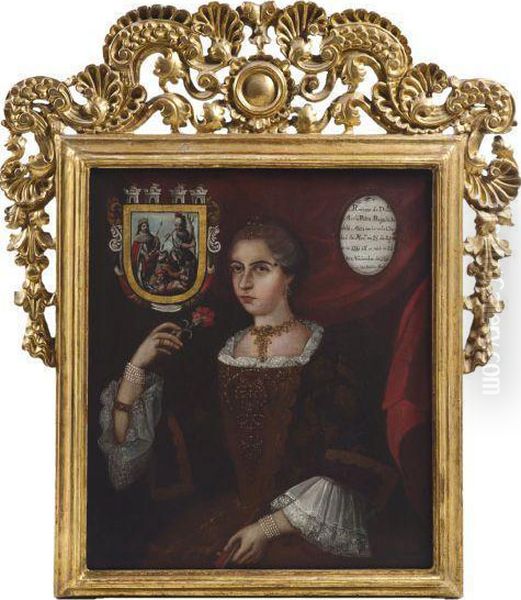 Retrato De Dona Maria Petra Regalada De La Mata Oil Painting by Juan Joseph De Medina