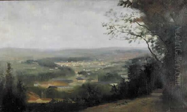 Paysage Vu D'une Colline Oil Painting by Charles De Meixmoron De Dombasle