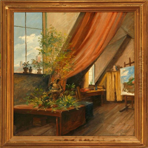 A Studio Interior Oil Painting by Jacob De Meyer