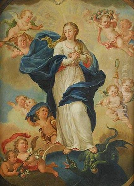 Inmaculada Oil Painting by Juan De Miranda