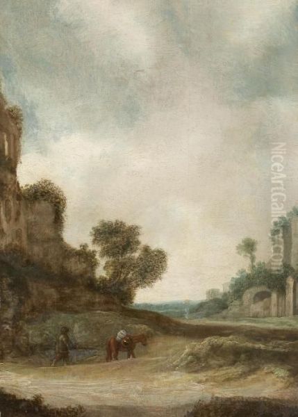 Landschaft Mit Ruinen Und Bauer Mit Pferd Oil Painting by Pieter De Molijn