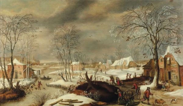 Paysage Anime Sous La Neige Oil Painting by Frans de Momper