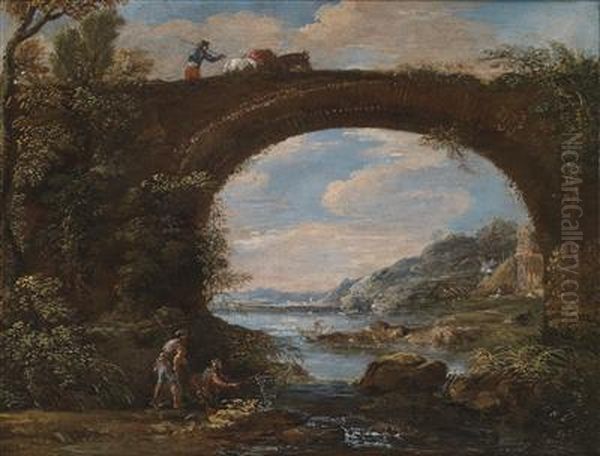 A Coastal Landscape Oil Painting by Francois de Nome (Monsu, Desiderio)