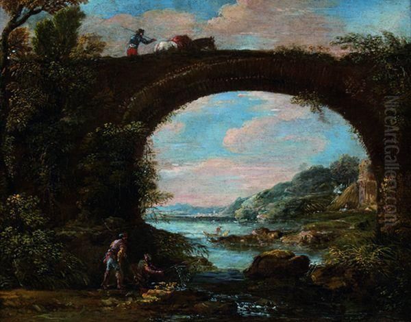 Pecheurs Et Bergers Pres D'un Pont Oil Painting by Francois de Nome (Monsu, Desiderio)