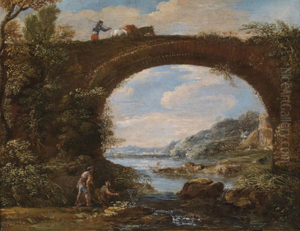 Coastal Landscape With Bridge Oil Painting by Francois de Nome (Monsu, Desiderio)