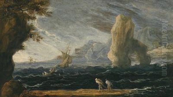 Pescatori Sulla Costa Oil Painting by Francois de Nome (Monsu, Desiderio)