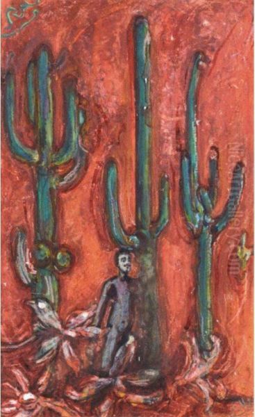 Man Amongst Cacti Oil Painting by Robert De Montesquiou