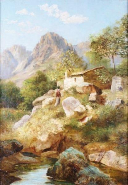 Bergerie Dans Les Montagnes Decorse Oil Painting by Francois Richard De Montholon