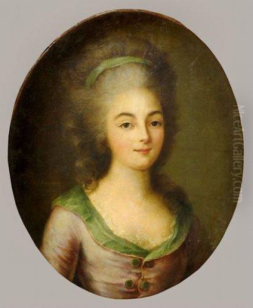 Portrait De Jeune Fille Oil Painting by Vincent De Montpetit