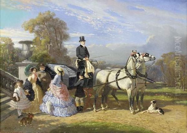 Le Depart De La Caleche Oil Painting by Henri D'Annecy (Comte De) Montpezat