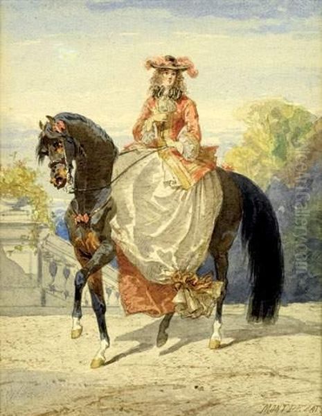 Amazone A Cheval Oil Painting by Henri D'Annecy (Comte De) Montpezat