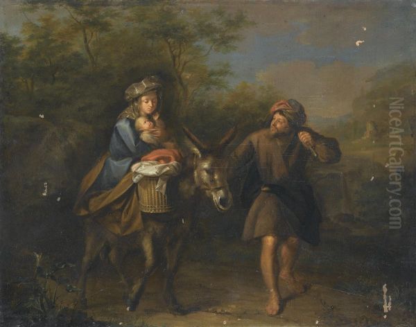 The Flight Into Egypt Oil Painting by Karel De Moor