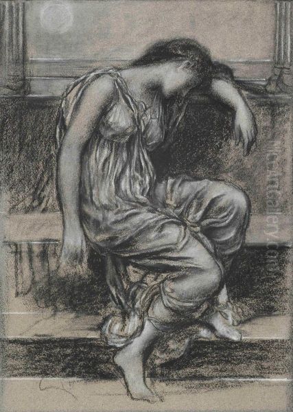 Grief: A Study For 'in Memorium' Oil Painting by Evelyn Pickering De Morgan