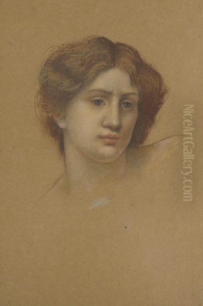 Head Study Of A Woman Oil Painting by Evelyn Pickering De Morgan