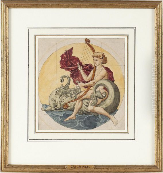 Design For A Plate Oil Painting by William De Morgan