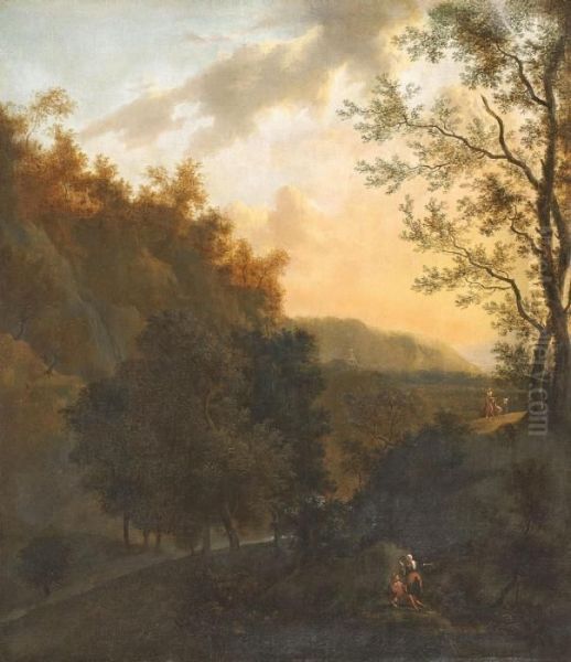 Landschaft Mit Staffagefiguren Oil Painting by Frederick De Moucheron