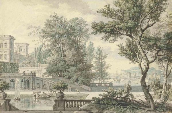 View Of An Italianate Villa And Its Garden Oil Painting by Isaac de Moucheron