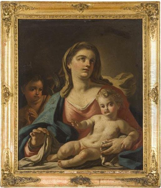 Vergine Con Bambino E San Giovannino Oil Painting by Francesco de Mura