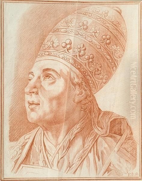 Bust Portrait Of A Pope Oil Painting by Jean Francois De Neufforge