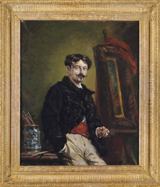 Autoportrait Dans L'atelier Oil Painting by Alphonse Marie de Neuville