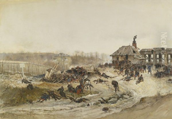 Le Four A Chaux: A Study For The Panorama Of The Battle Of Champigny Oil Painting by Alphonse Marie de Neuville