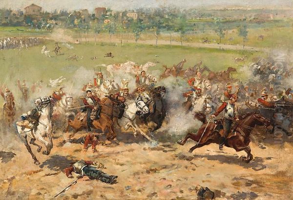 Batalla Oil Painting by Alphonse Marie de Neuville