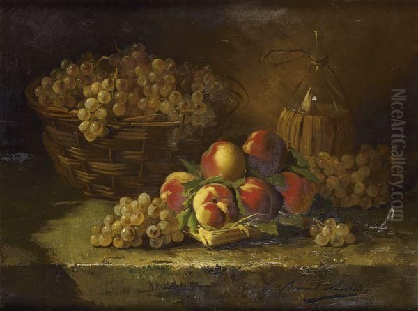 Natures Mortes Aux Fruits Oil Painting by Brunel De Neuville