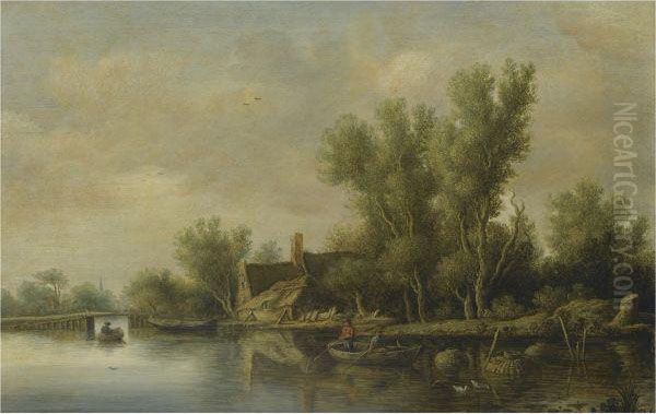 A River Estuary Oil Painting by Pieter de Neyn